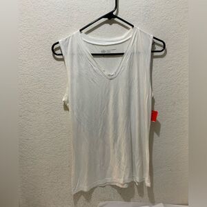 Albion White Sleeveless V neck  Top